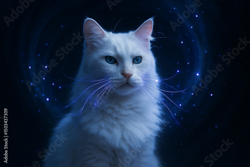 Schrodinger Cat in a Folded Space-Time Field with Quantum Light and Blue Glow
