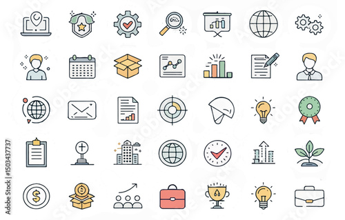 Business and Strategy Line Color Icons Collection