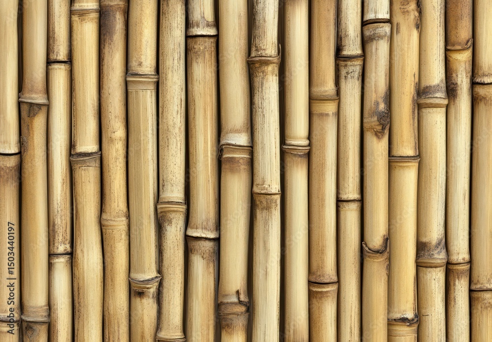 Fototapeta premium Bamboo wall texture, natural background, Asian style, design element