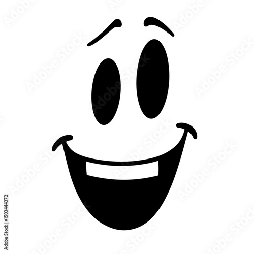 A simple yet expressive illustration captures the essence of joy, wonder, and lightheartedness through a stylized face, perfect for conveying pure emotions.