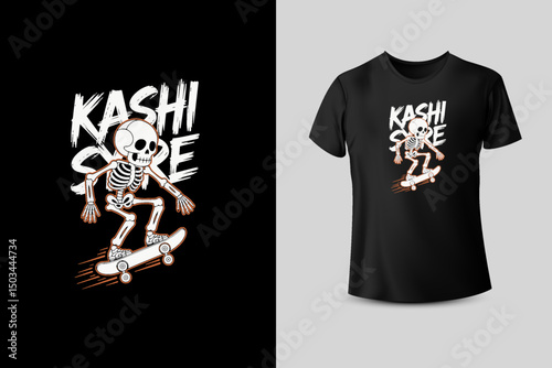 Kashi Sore Skeleton Skateboard for T-shirt Design