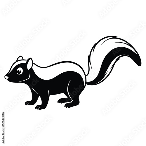 Striped Skunk vector illustration white background