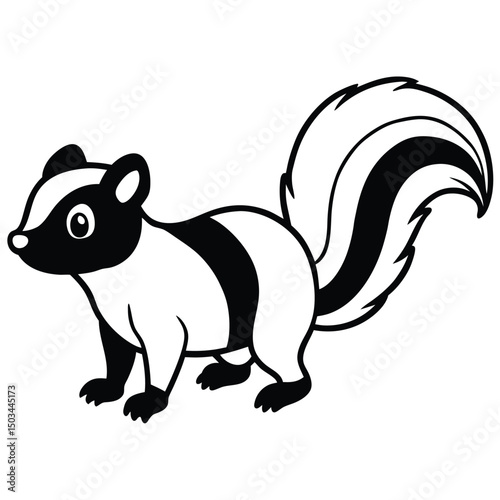 Striped Skunk vector illustration white background
