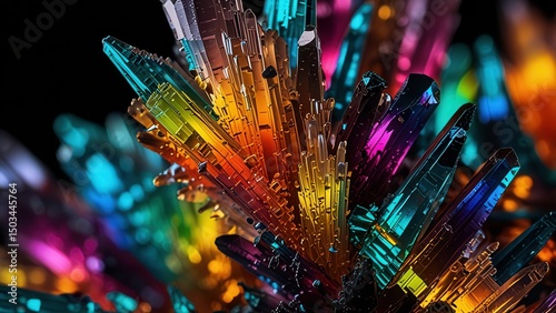 Macro Shot of Vitamin C Crystal Showing Rainbow Prisim Diffraction Pattern


