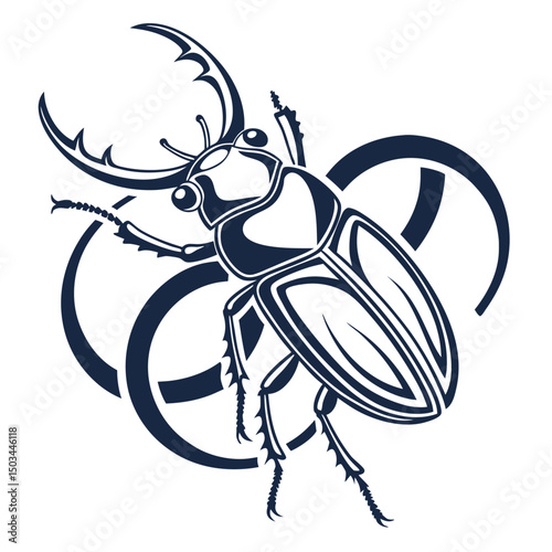 beetle logo in symmetrical vector style, unique brand symbol

