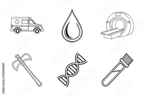 Medical Equipment and Healthcare Icons Defibrillato