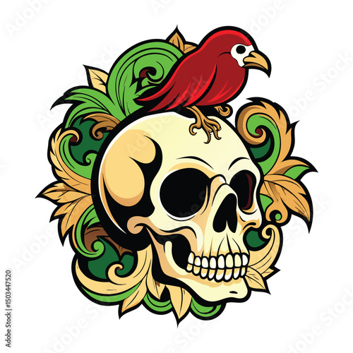 268 Vactor mascot bird skull Vintage skull  Eagle Head, Cross Bones