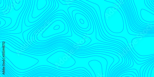 Abstract lines background contour maps landscape geodesy topographic texture grid, geometric line blue and cyan color seamless pattern with geographic mountain relief modern art topographic design.