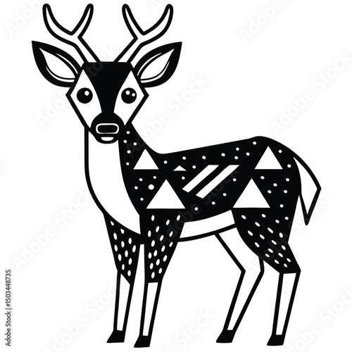 White Tailed Deer vector illustration white background