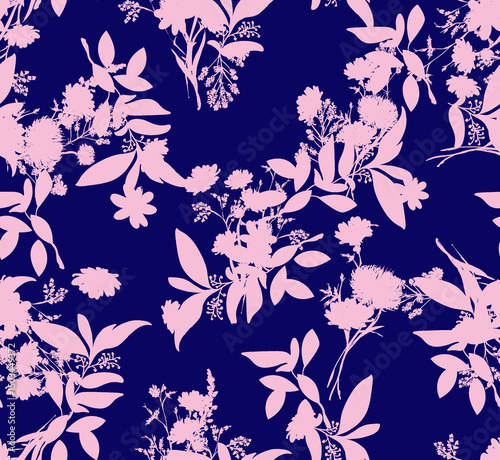 Trendy Hand drawn Wild Meadow florals , Flower bouquet illustration Seamless Pattern Vector
