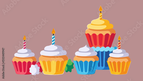 Birthday-Celebration-Cupcakes-with-Candles-Festive-Desserts-Colorful-Treats-Sweet-Celebration-Fun-Birthday-Party-Kids-Party-Cake-Decoration-Party-Celebration