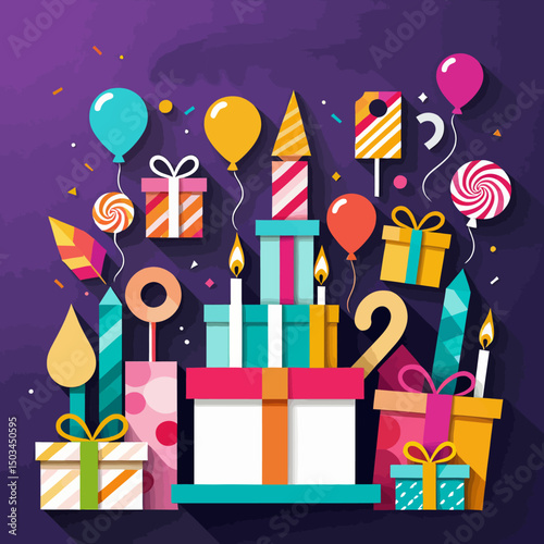 Colorful-Birthday-Celebration-Image-with-Gifts-Balloons-and-Cake-Festive-Illustration-for-Birthday-Greetings-and-Party-Invitations