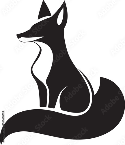 Fox Logo Silhouette Vector Illustration on Transparent Background