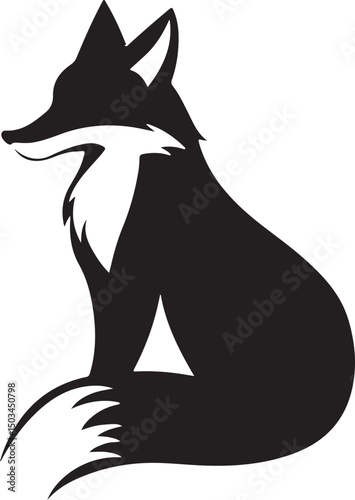 Fox Logo Silhouette Vector Illustration on Transparent Background