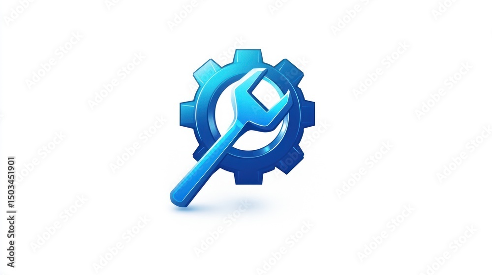 Obraz premium Blue gear and wrench graphic