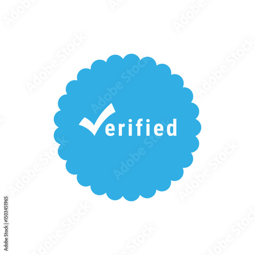 Verified Badge Authentic Blue Seal Checkmark Trustworthy Guarantee Approval Icon