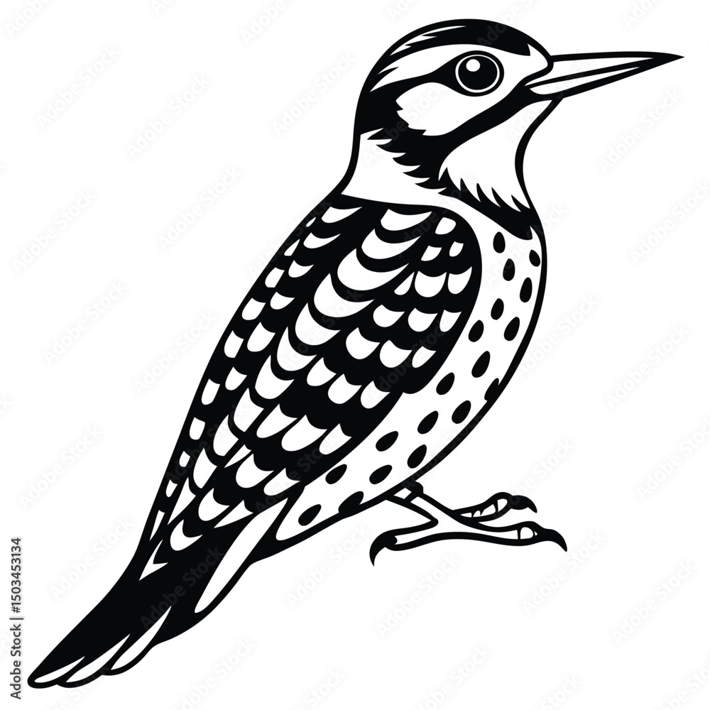 Obraz premium Yellow Belleid Sapsucker vector illustration white background