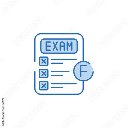 Fail in Exams icon design with white background stock illustration