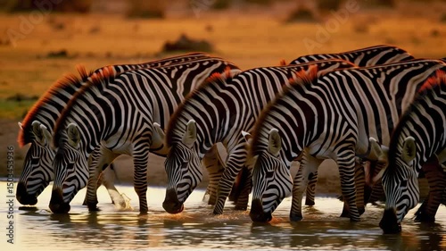 a herd of  zebras near a river in Zambia