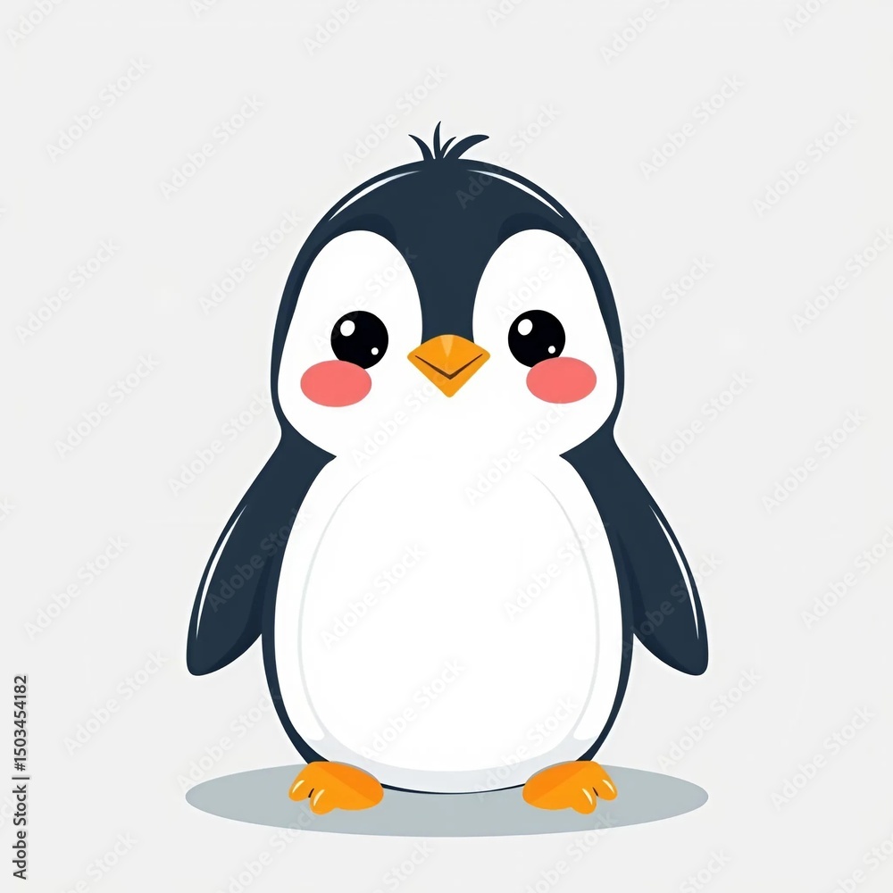 Fototapeta premium Art illustration: cute little cartoon penguin