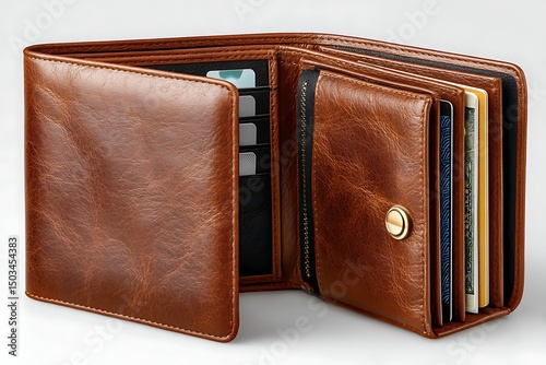 Dark brown billfold wallet with clasped tab high resolution image