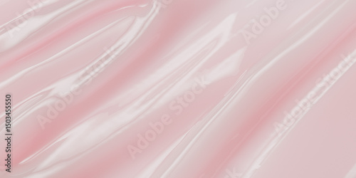 Glossy pink liquid cosmetic texture. Abstract of smooth, elegant pearl nail polish, gel, or cream smear. Feminine beauty product background for makeup or skincare. 