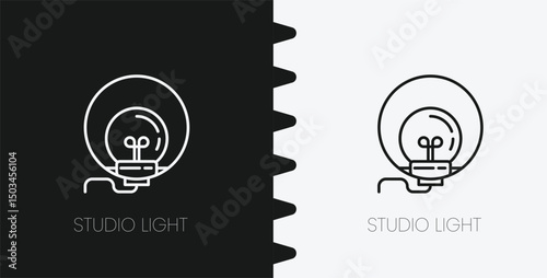 Studio Light Icon Vector Simple Outline Illustration of Photography Lamp Graphic