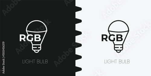 Minimalist RGB LED Light Bulb Icon Vector Simple Outline Illustration of Color-Changing Lamp Graphic