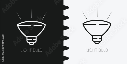 Minimalist Reflector Light Bulb Icon Vector Simple Outline Illustration of Halogen Lamp Graphic