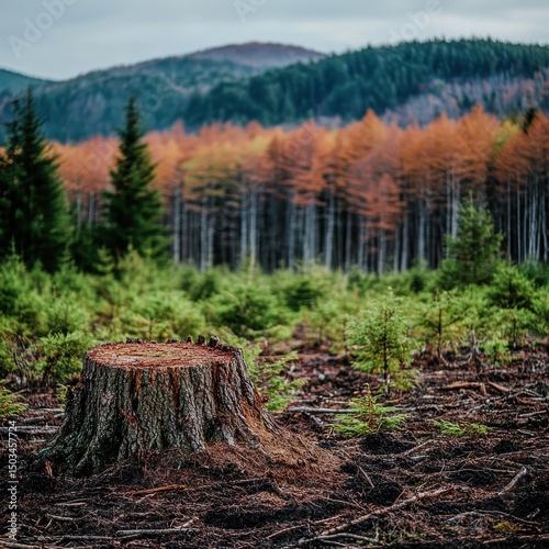 A deforested area regrowing into a thriving forest