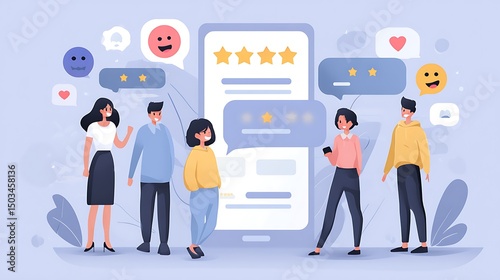 Online application customer review and satisfaction feedback concept, Clients rating service experience and providing feedback for quality and reputation improvement, Business reputation ranking