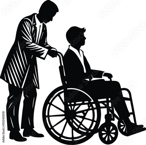 Doctor Comforting Patient in Wheelchair