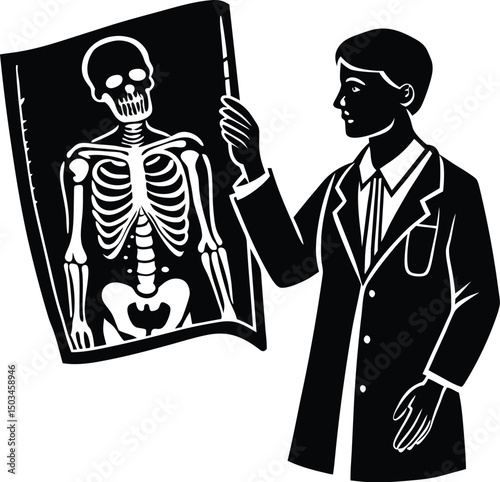 Doctor Showing X Ray to Patient Silhouette