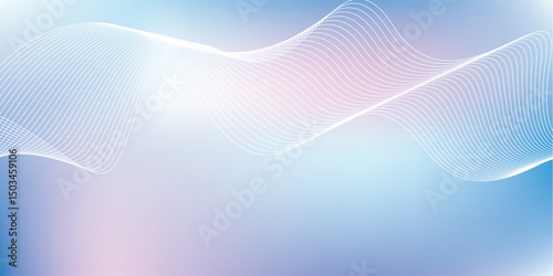 Abstract blue gradient background with shining lines waves. Minimalist background for banner, poster, cover, brochure, flyer, website