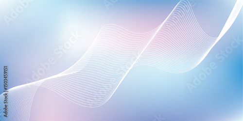 Abstract blue gradient background with shining lines waves. Minimalist background for banner, poster, cover, brochure, flyer, website