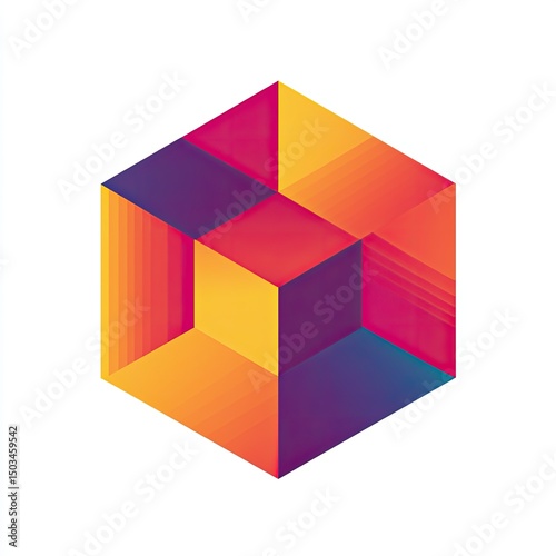 Free Download Geometric cube, vibrant colors, overlapping planes - GFXLoad