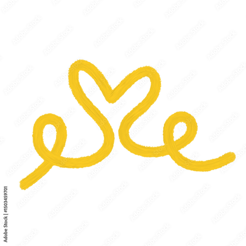 Obraz premium chalk brush doodle yellow heart line element 