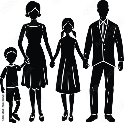 Family of Four Holding Hands Parents Two Kids