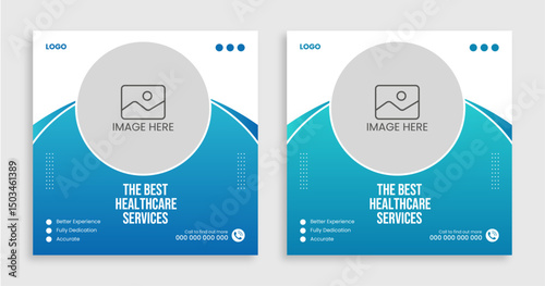 Healthcare social media post banner, Medical healthcare promotion banner template design