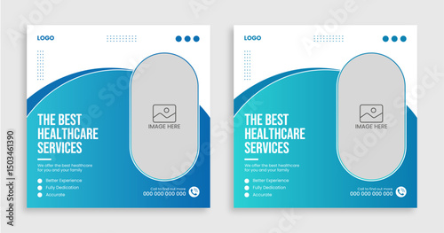 Healthcare social media post banner, Medical healthcare promotion banner template design