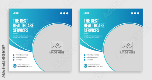 Healthcare social media post banner, Medical healthcare promotion banner template design
