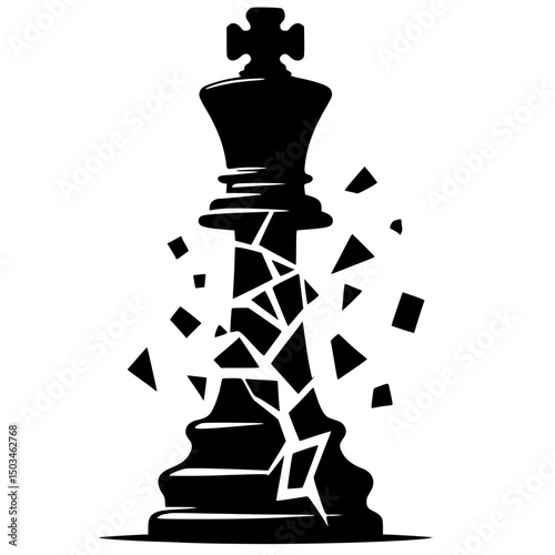 Silhouette of chess king pawn destroyed