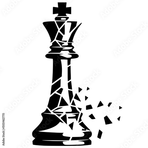 Silhouette of chess king pawn destroyed