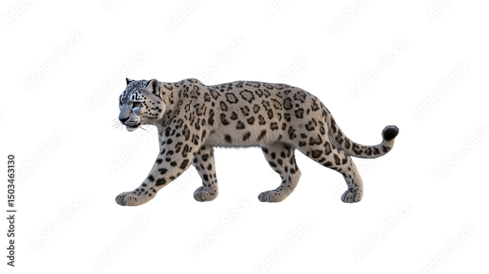 Obraz premium Snow leopard walking with transparent background
