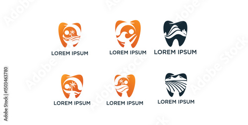 landscape logo vector collection, dentist or dental company logo collection designs with landscape