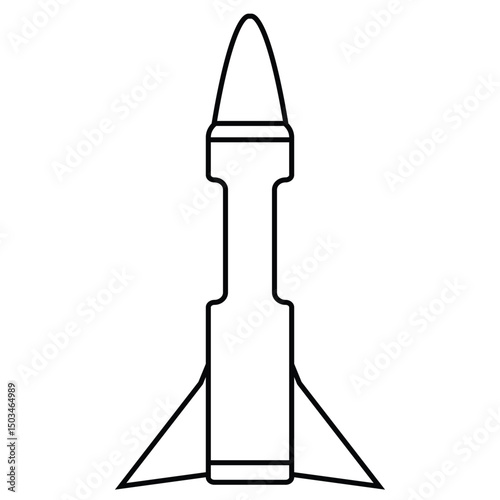 Vector illustration of a rocket. Rocket missile vector illustration. Missile icon.  Rocket logo.  Rocket symbol.  Amunition illustration warfare.