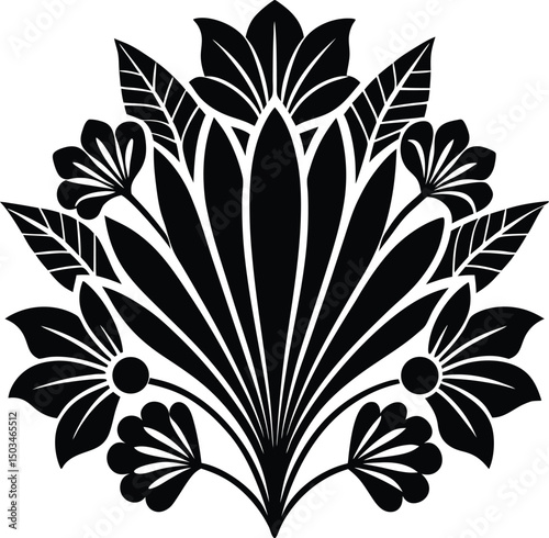 Art Deco Floral Silhouette Pattern