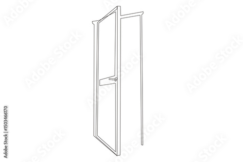 Line Art Door Silhouette. Outline Frame Room Door Symbol Isolated on White. Graphic Home Interior Entrance Element. One Editable Thin Stroke. Sketch Door Contour Frame Border.