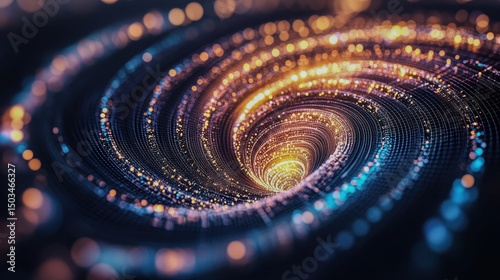 A dynamic swirl of data points forming a machine learning prediction spiral