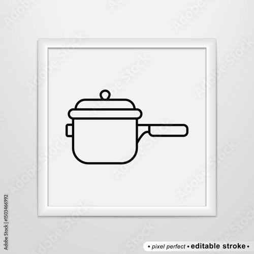 Saucepan this line icon, editable stroke, pixel perfect, compatible for app or web, isolated on a white background